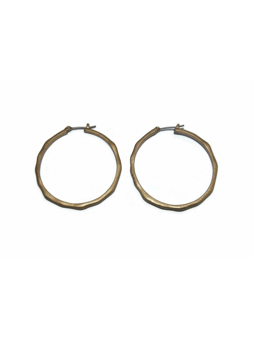 Vintage Gold Tone Hoop Earrings with Latch Backs for Pierced Ears.